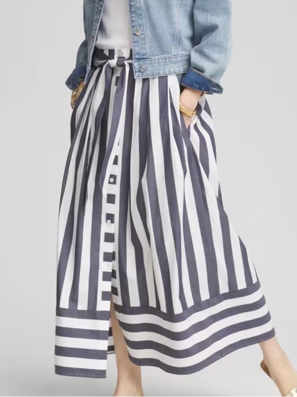 NWT Chico’s Striped Midi Skirt Size Large Retail $109.00
